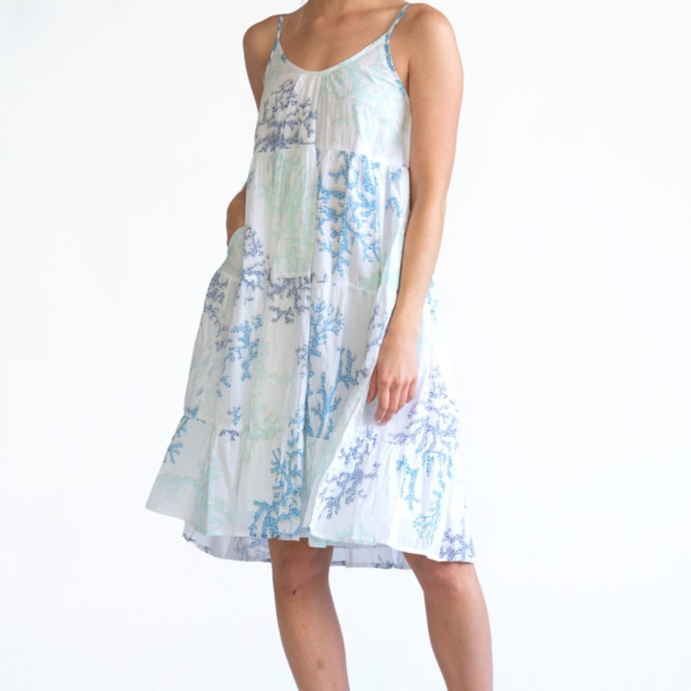 Olivia James The Label Coral Reef Blues Emily Short Dress Size Small